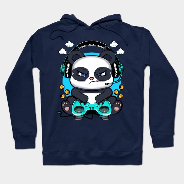 panda gamer, game addicts Hoodie by the house of parodies